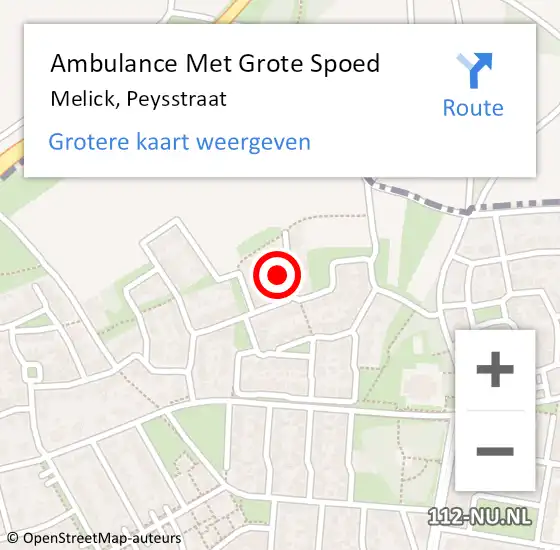 Locatie op kaart van de 112 melding: Ambulance Met Grote Spoed Naar Melick, Peysstraat op 19 juni 2016 09:23