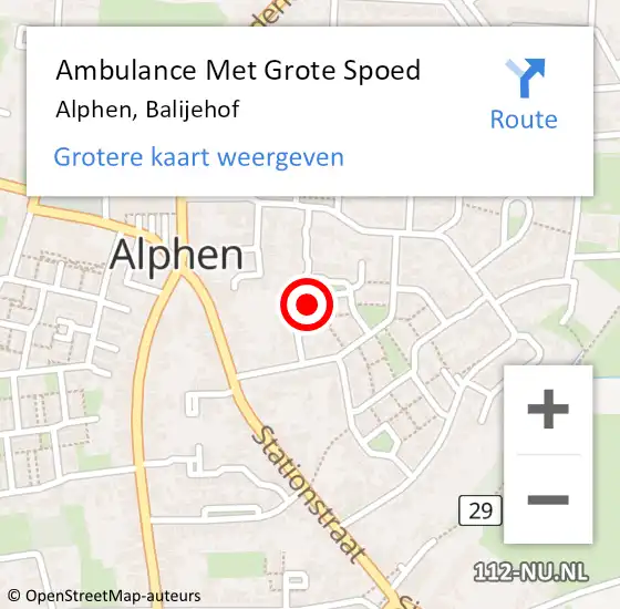 Locatie op kaart van de 112 melding: Ambulance Met Grote Spoed Naar Alphen, Balijehof op 19 juni 2016 09:57