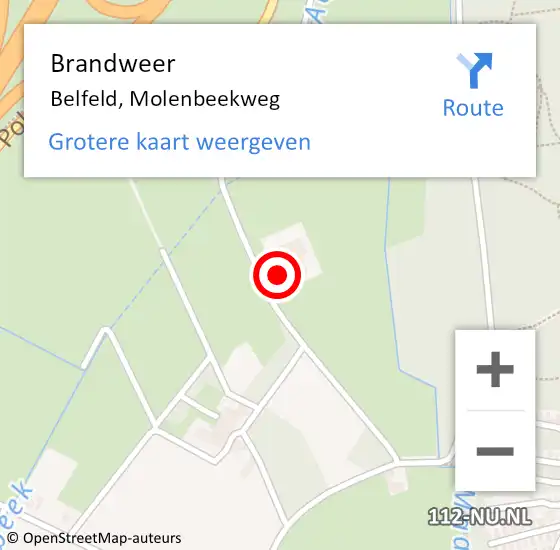 Locatie op kaart van de 112 melding: Brandweer Belfeld, Molenbeekweg op 19 juni 2016 11:12