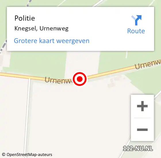 Locatie op kaart van de 112 melding: Politie Knegsel, Urnenweg op 19 juni 2016 11:22