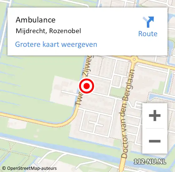 Locatie op kaart van de 112 melding: Ambulance Mijdrecht, Rozenobel op 19 juni 2016 12:30