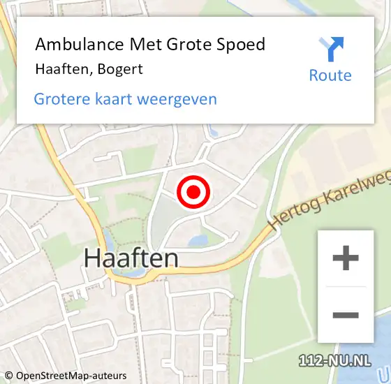 Locatie op kaart van de 112 melding: Ambulance Met Grote Spoed Naar Haaften, Bogert op 19 juni 2016 14:33