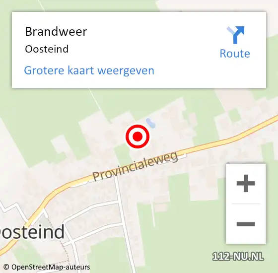 Locatie op kaart van de 112 melding: Brandweer Oosteind op 19 juni 2016 16:01