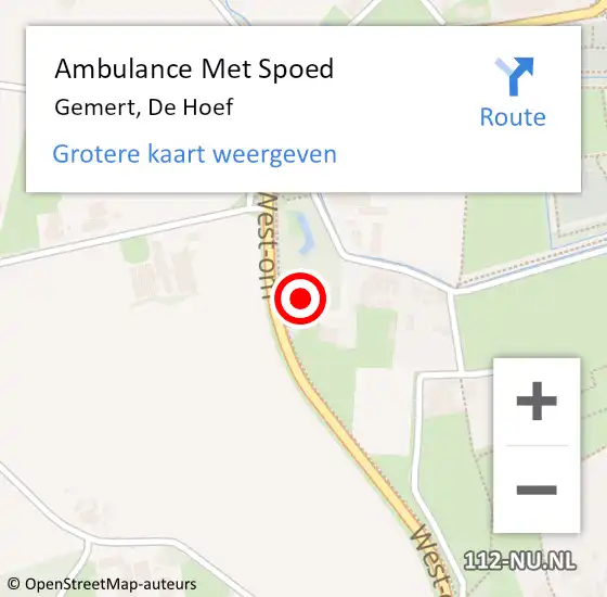 Locatie op kaart van de 112 melding: Ambulance Met Spoed Naar Gemert, De Hoef op 19 juni 2016 16:03