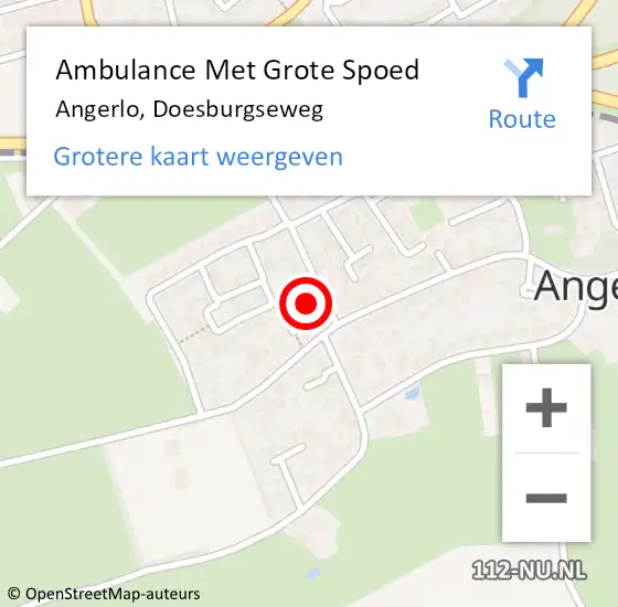 Locatie op kaart van de 112 melding: Ambulance Met Grote Spoed Naar Angerlo, Doesburgseweg op 19 juni 2016 16:31