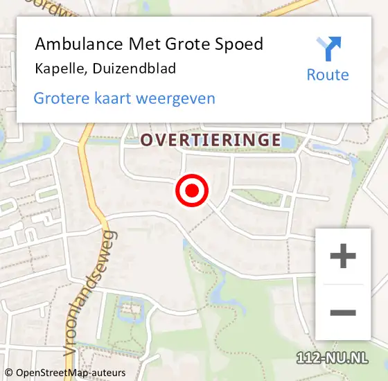 Locatie op kaart van de 112 melding: Ambulance Met Grote Spoed Naar Kapelle, Duizendblad op 19 juni 2016 16:46