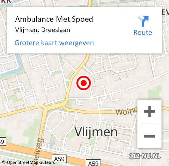 Locatie op kaart van de 112 melding: Ambulance Met Spoed Naar Vlijmen, Dreeslaan op 19 juni 2016 16:54