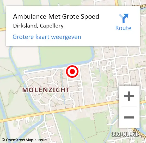 Locatie op kaart van de 112 melding: Ambulance Met Grote Spoed Naar Dirksland, Capellery op 19 juni 2016 17:26