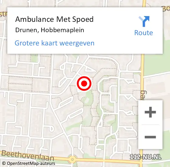 Locatie op kaart van de 112 melding: Ambulance Met Spoed Naar Drunen, Hobbemaplein op 19 juni 2016 17:52