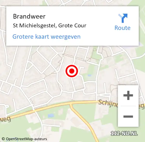 Locatie op kaart van de 112 melding: Brandweer St Michielsgestel, Grote Cour op 19 juni 2016 18:09