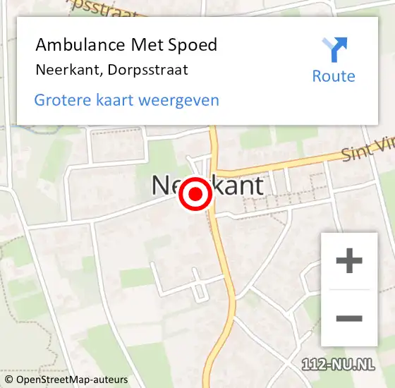 Locatie op kaart van de 112 melding: Ambulance Met Spoed Naar Neerkant, Dorpsstraat op 19 juni 2016 18:12