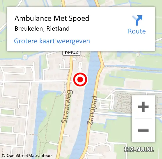 Locatie op kaart van de 112 melding: Ambulance Met Spoed Naar Breukelen, Rietland op 18 december 2013 17:29