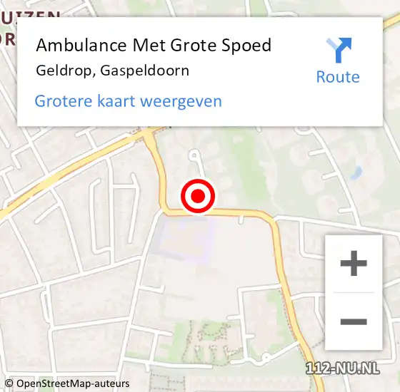 Locatie op kaart van de 112 melding: Ambulance Met Grote Spoed Naar Geldrop, Gaspeldoorn op 19 juni 2016 21:58