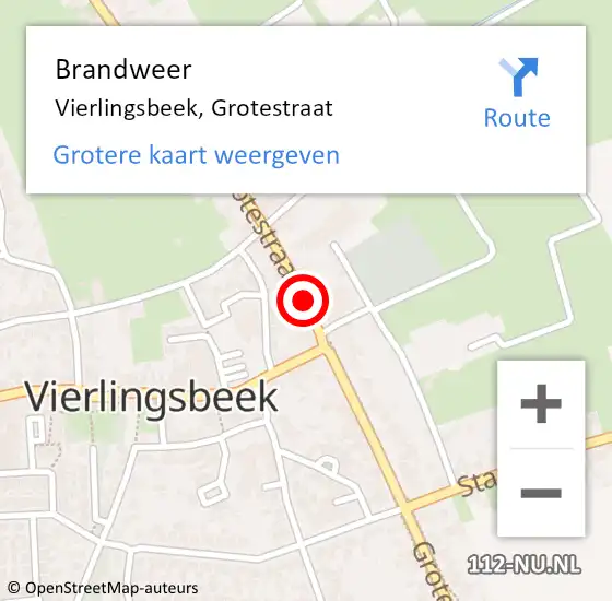 Locatie op kaart van de 112 melding: Brandweer Vierlingsbeek, Grotestraat op 18 december 2013 17:47