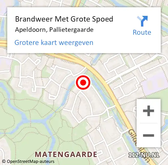 Locatie op kaart van de 112 melding: Brandweer Met Grote Spoed Naar Apeldoorn, Pallietergaarde op 20 juni 2016 01:34