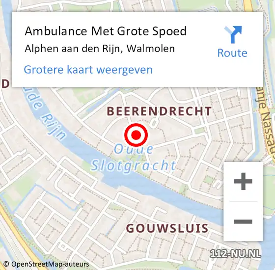 Locatie op kaart van de 112 melding: Ambulance Met Grote Spoed Naar Alphen aan den Rijn, Walmolen op 20 juni 2016 02:10