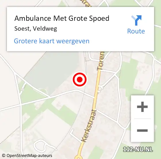 Locatie op kaart van de 112 melding: Ambulance Met Grote Spoed Naar Soest, Veldweg op 20 juni 2016 07:59