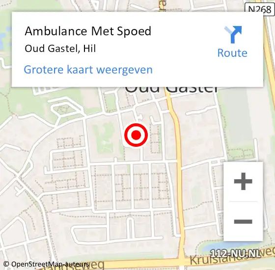 Locatie op kaart van de 112 melding: Ambulance Met Spoed Naar Oud Gastel, Hil op 20 juni 2016 08:11