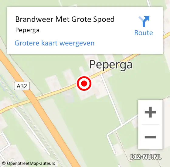 Locatie op kaart van de 112 melding: Brandweer Met Grote Spoed Naar Peperga op 20 juni 2016 08:46