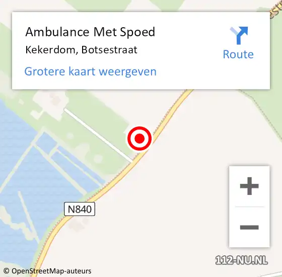 Locatie op kaart van de 112 melding: Ambulance Met Spoed Naar Kekerdom, Botsestraat op 20 juni 2016 09:23