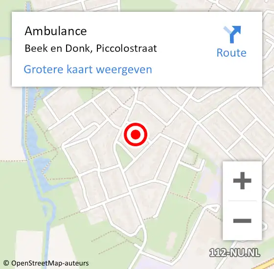 Locatie op kaart van de 112 melding: Ambulance Beek en Donk, Piccolostraat op 20 juni 2016 09:38