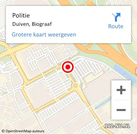 Locatie op kaart van de 112 melding: Politie Duiven, Biograaf op 20 juni 2016 10:00