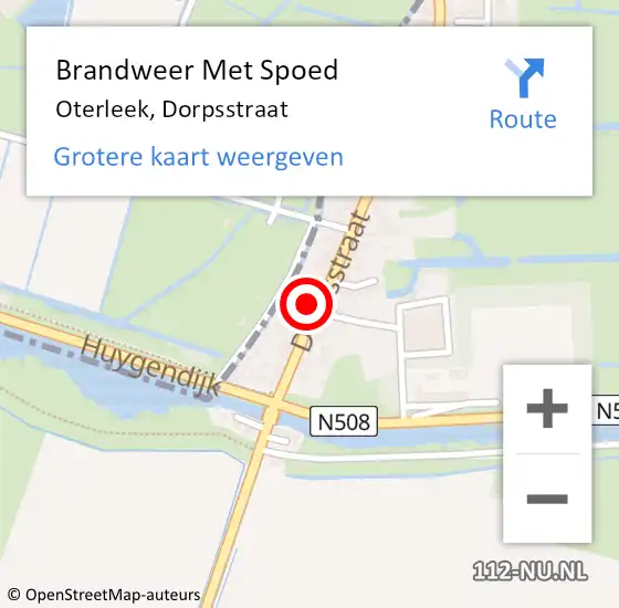 Locatie op kaart van de 112 melding: Brandweer Met Spoed Naar Oterleek, Dorpsstraat op 20 juni 2016 10:52