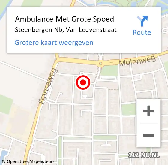 Locatie op kaart van de 112 melding: Ambulance Met Grote Spoed Naar Steenbergen Nb, Van Leuvenstraat op 20 juni 2016 11:50