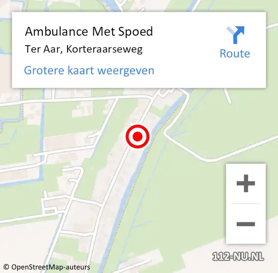 Locatie op kaart van de 112 melding: Ambulance Met Spoed Naar Ter Aar, Korteraarseweg op 20 juni 2016 14:07