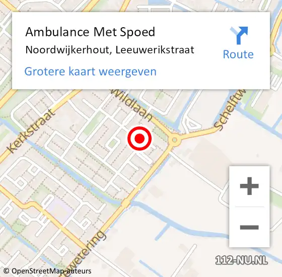 Locatie op kaart van de 112 melding: Ambulance Met Spoed Naar Noordwijkerhout, Leeuwerikstraat op 20 juni 2016 14:24