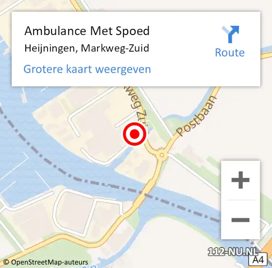 Locatie op kaart van de 112 melding: Ambulance Met Spoed Naar Heijningen, Markweg-Zuid op 18 december 2013 18:51