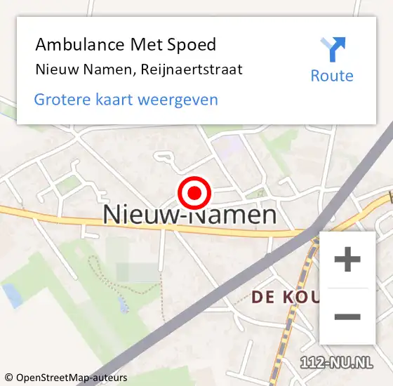 Locatie op kaart van de 112 melding: Ambulance Met Spoed Naar Nieuw Namen, Reijnaertstraat op 20 juni 2016 15:57