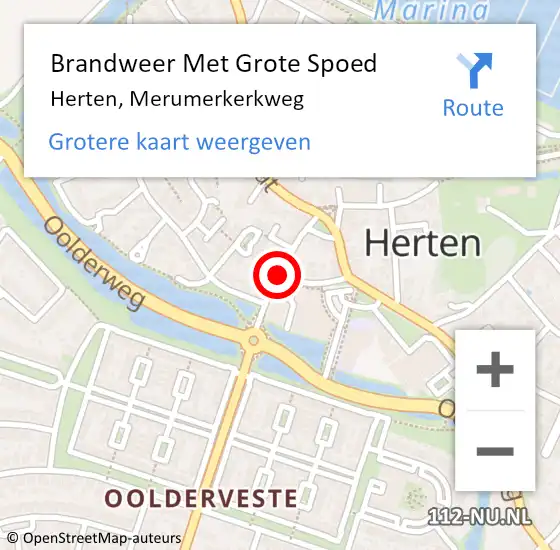 Locatie op kaart van de 112 melding: Brandweer Met Grote Spoed Naar Herten, Merumerkerkweg op 20 juni 2016 16:48