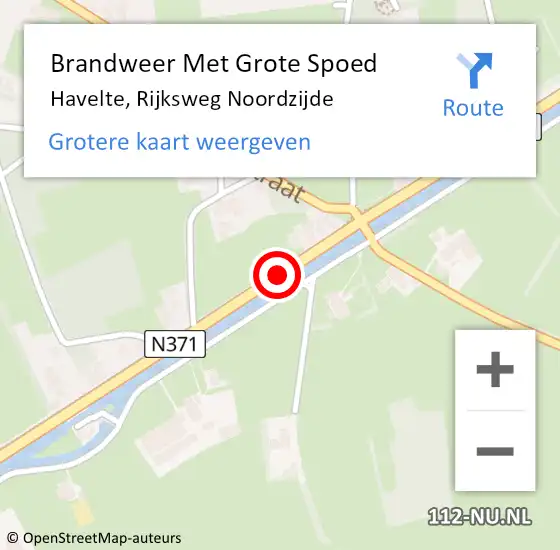 Locatie op kaart van de 112 melding: Brandweer Met Grote Spoed Naar Havelte, Rijksweg Noordzijde op 20 juni 2016 17:35