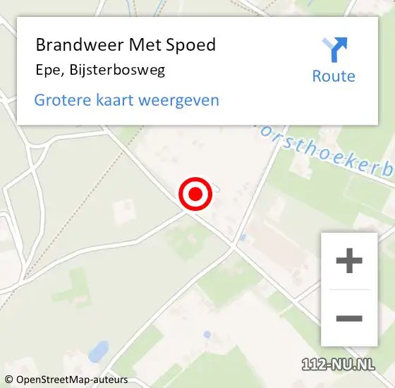 Locatie op kaart van de 112 melding: Brandweer Met Spoed Naar Epe, Bijsterbosweg op 20 juni 2016 18:09