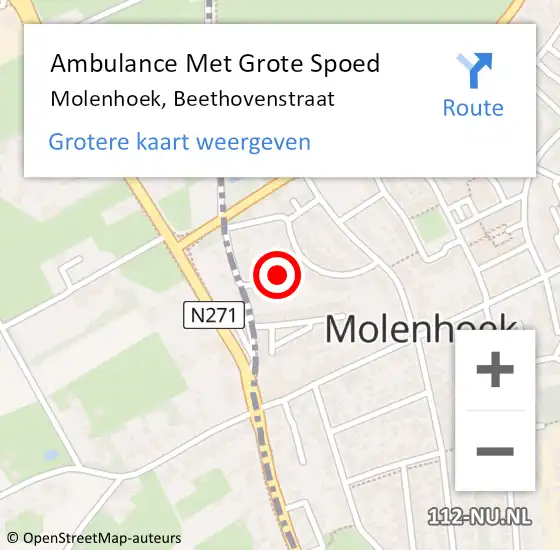 Locatie op kaart van de 112 melding: Ambulance Met Grote Spoed Naar Molenhoek, Beethovenstraat op 20 juni 2016 18:33