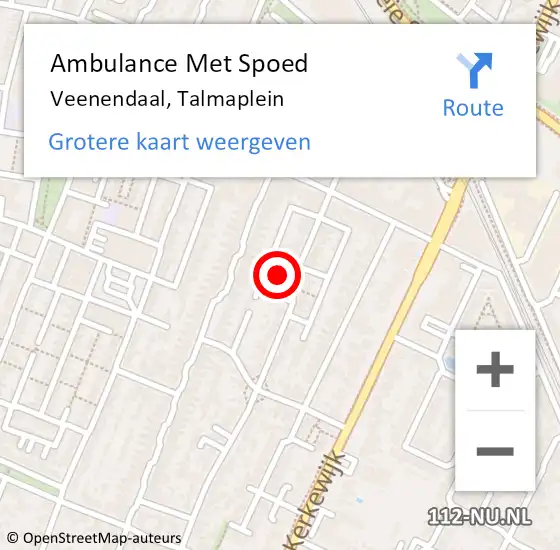 Locatie op kaart van de 112 melding: Ambulance Met Spoed Naar Veenendaal, Talmaplein op 20 juni 2016 19:05