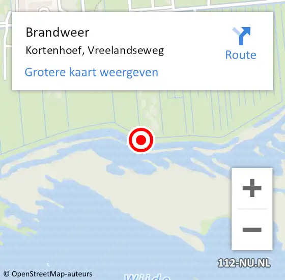 Locatie op kaart van de 112 melding: Brandweer Kortenhoef, Vreelandseweg op 20 juni 2016 19:41