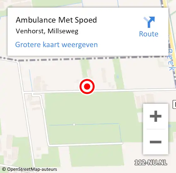 Locatie op kaart van de 112 melding: Ambulance Met Spoed Naar Venhorst, Millseweg op 20 juni 2016 19:59