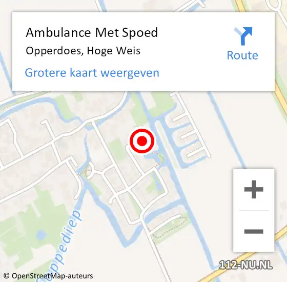 Locatie op kaart van de 112 melding: Ambulance Met Spoed Naar Opperdoes, Hoge Weis op 20 juni 2016 20:23