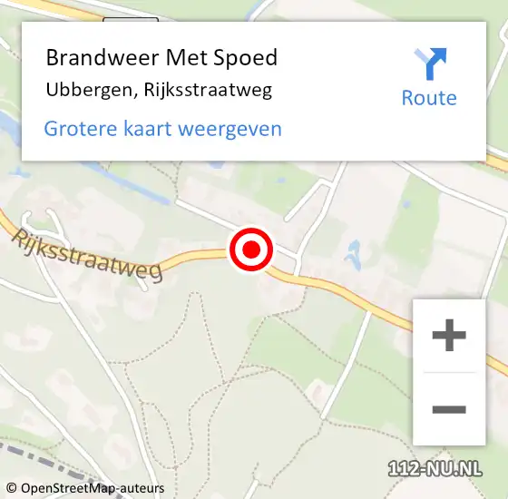 Locatie op kaart van de 112 melding: Brandweer Met Spoed Naar Ubbergen, Rijksstraatweg op 20 juni 2016 21:02