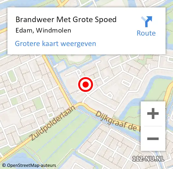 Locatie op kaart van de 112 melding: Brandweer Met Grote Spoed Naar Edam, Windmolen op 20 juni 2016 21:46