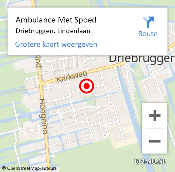 Locatie op kaart van de 112 melding: Ambulance Met Spoed Naar Driebruggen, Lindenlaan op 20 juni 2016 21:57