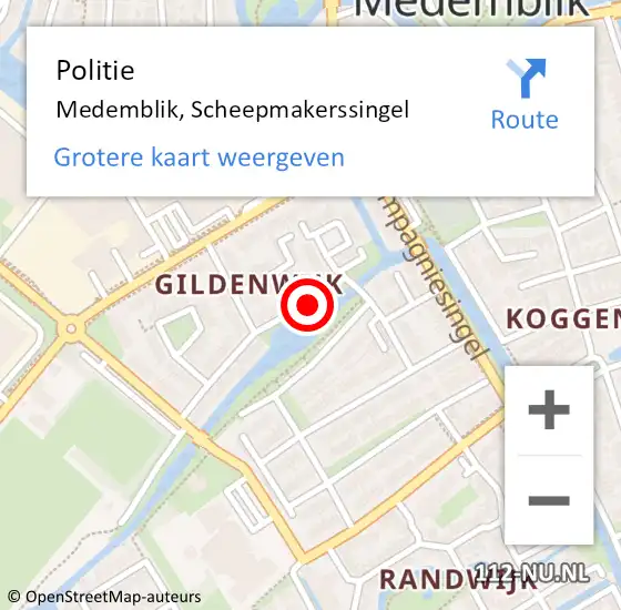 Locatie op kaart van de 112 melding: Politie Medemblik, Scheepmakerssingel op 20 juni 2016 22:21