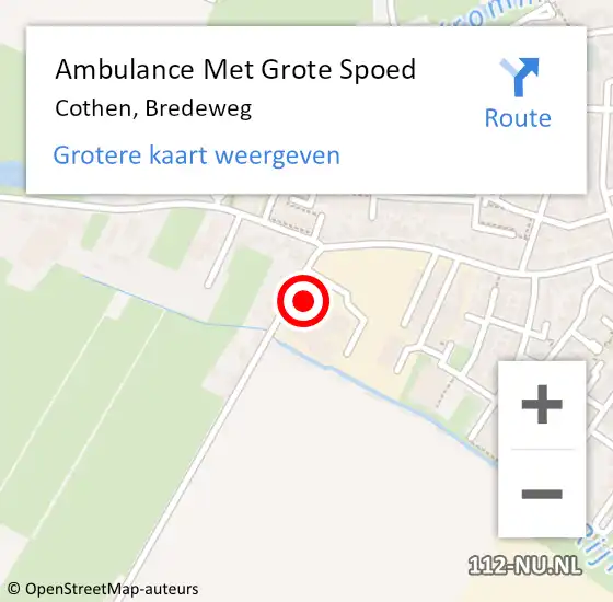 Locatie op kaart van de 112 melding: Ambulance Met Grote Spoed Naar Cothen, Bredeweg op 20 juni 2016 22:24
