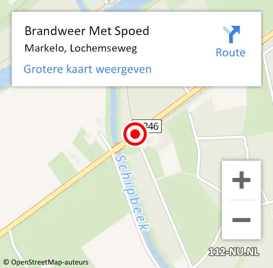 Locatie op kaart van de 112 melding: Brandweer Met Spoed Naar Markelo, Lochemseweg op 20 juni 2016 22:53