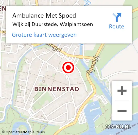 Locatie op kaart van de 112 melding: Ambulance Met Spoed Naar Wijk bij Duurstede, Walplantsoen op 21 juni 2016 00:27
