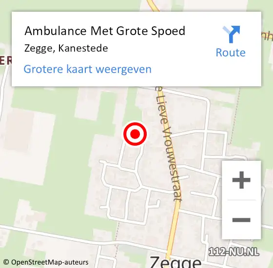 Locatie op kaart van de 112 melding: Ambulance Met Grote Spoed Naar Zegge, Kanestede op 21 juni 2016 01:51