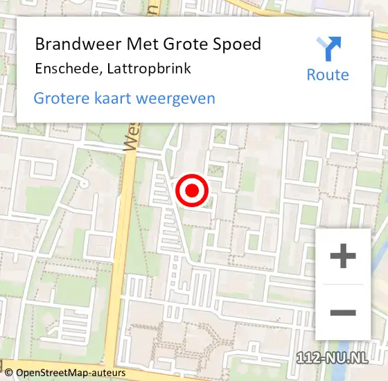 Locatie op kaart van de 112 melding: Brandweer Met Grote Spoed Naar Enschede, Lattropbrink op 21 juni 2016 02:11