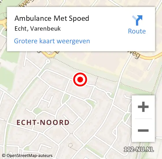 Locatie op kaart van de 112 melding: Ambulance Met Spoed Naar Echt, Varenbeuk op 21 juni 2016 05:50